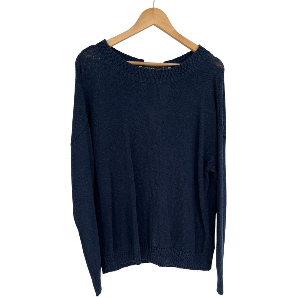 Vero Moda Sweater Women's Size XXL VMSUMMER LS Tie Back Navy Knit Blouse